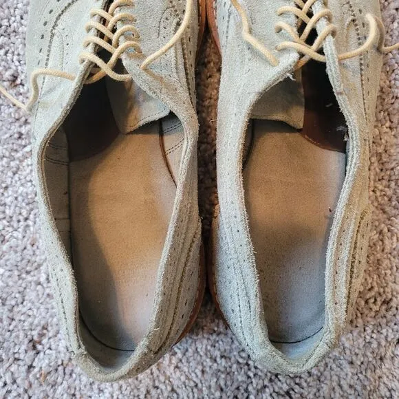 Allen Edmonds Strandmok Grey Cap-Toe Mens Suede‎ Oxford Shoes Size 11.5 D