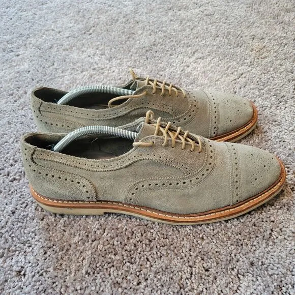 Allen Edmonds Strandmok Grey Cap-Toe Mens Suede‎ Oxford Shoes Size 11.5 D
