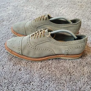 Allen Edmonds Strandmok Grey Cap-Toe Mens Suede‎ Oxford Shoes Size 11.5 D