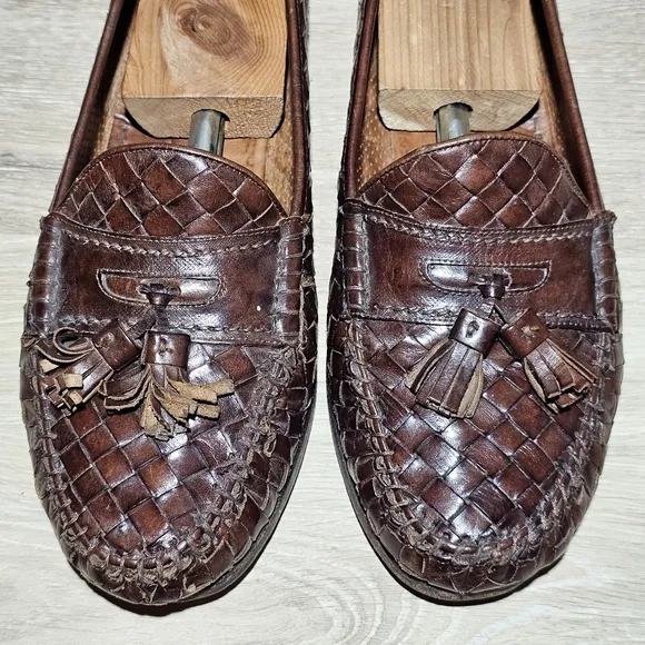 Allen Edmonds Tobago Shoes Mens 10.5 D Woven Resort Tassel Loafer Made in ITALY