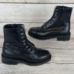 AllSaints Ariel Womens Sz 35 (5-5.5) Leather Boots Black Combat Moto