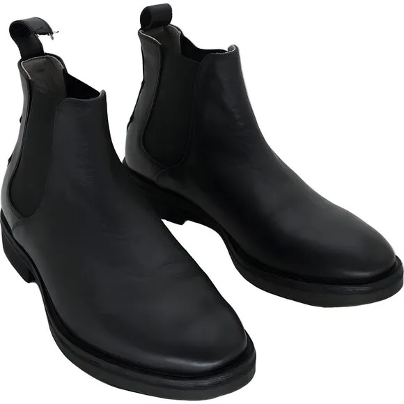 ALLSAINTS Men's Black Creed Leather Chelsea Boots Size 10 EU 43