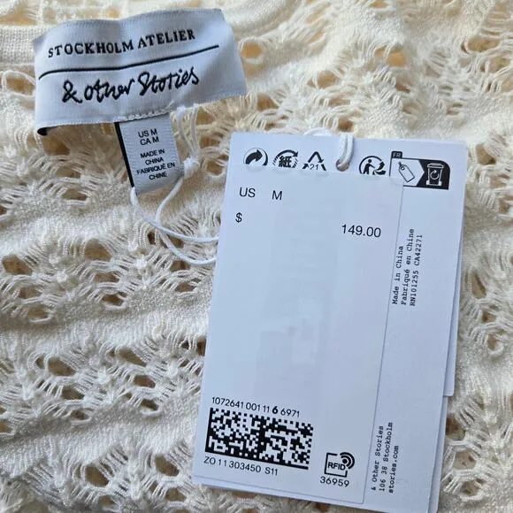 &amp; Other Stories Stockholm Atlier NEW Crochet Lacy Knit Maxi Dress Medium NWT