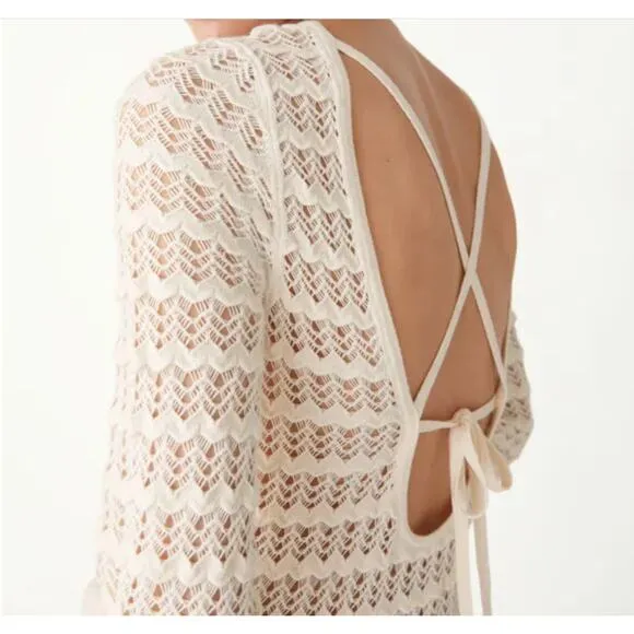 &amp; Other Stories Stockholm Atlier NEW Crochet Lacy Knit Maxi Dress Medium NWT