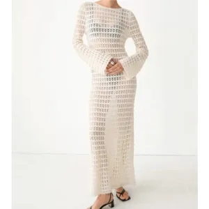 &amp; Other Stories Stockholm Atlier NEW Crochet Lacy Knit Maxi Dress Medium NWT