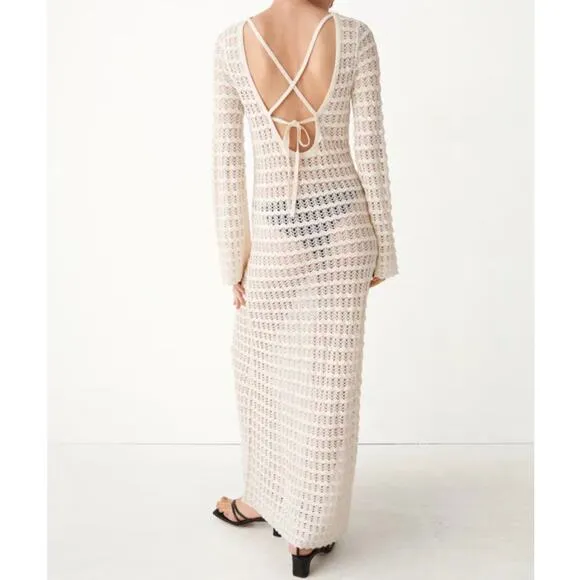 &amp; Other Stories Stockholm Atlier NEW Crochet Lacy Knit Maxi Dress Medium NWT