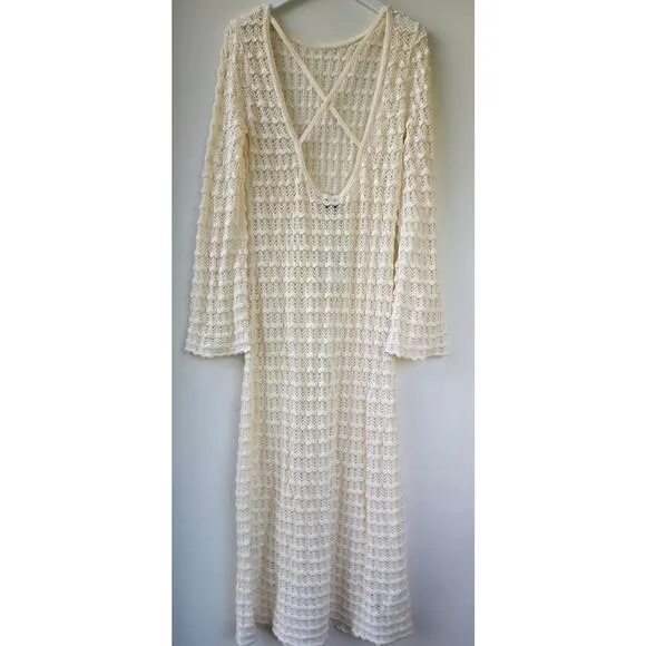 &amp; Other Stories Stockholm Atlier NEW Crochet Lacy Knit Maxi Dress Medium NWT
