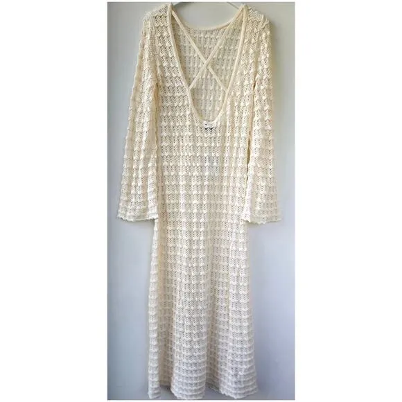 &amp; Other Stories Stockholm Atlier NEW Crochet Lacy Knit Maxi Dress Medium NWT