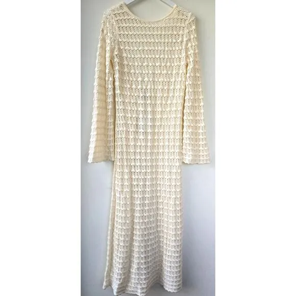 &amp; Other Stories Stockholm Atlier NEW Crochet Lacy Knit Maxi Dress Medium NWT