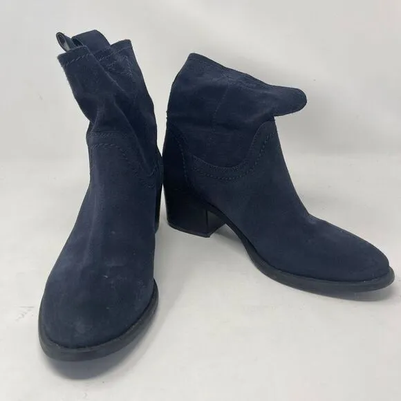 Andre Assous Blue Suede Leather Ankle Bootie Boots Women's Sz 37