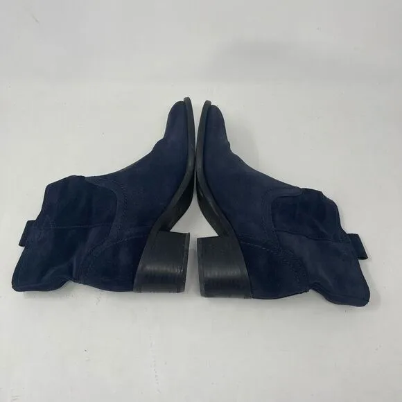 Andre Assous Blue Suede Leather Ankle Bootie Boots Women's Sz 37