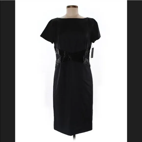 Ann Klein Beaded wool sheath dress, 8 NWT