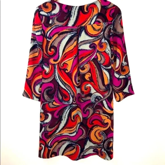 Anthro Maeve Retro Swirl Print High Neck Shift Tunic Dress