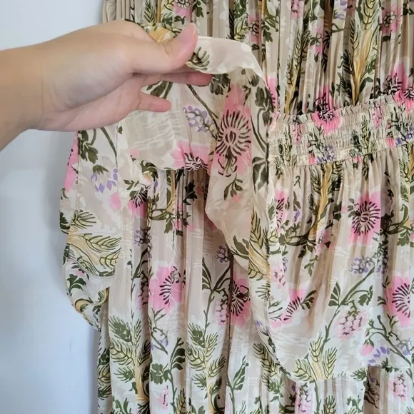 Anthro Plenty by Tracy Reese Floral Terraced Garden Pleated Layered Dress Medium