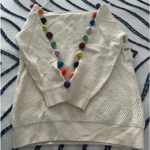 Anthropologie 3/4 sleeve light weight Pom Pom sweater S