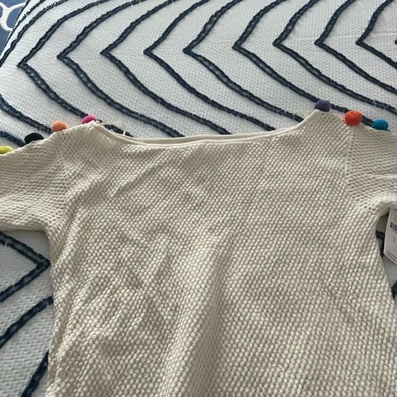 Anthropologie 3/4 sleeve light weight Pom Pom sweater S