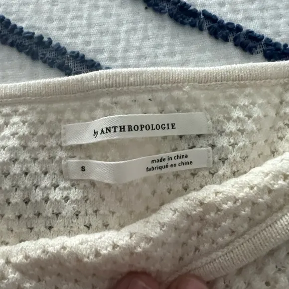Anthropologie 3/4 sleeve light weight Pom Pom sweater S