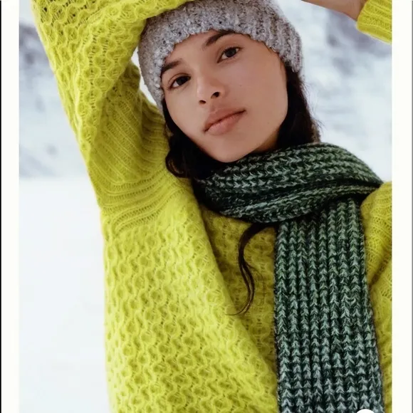 ANTHROPOLOGIE Bia Chunky Mock Neck Knit Sweater Olive Green, Size Medium