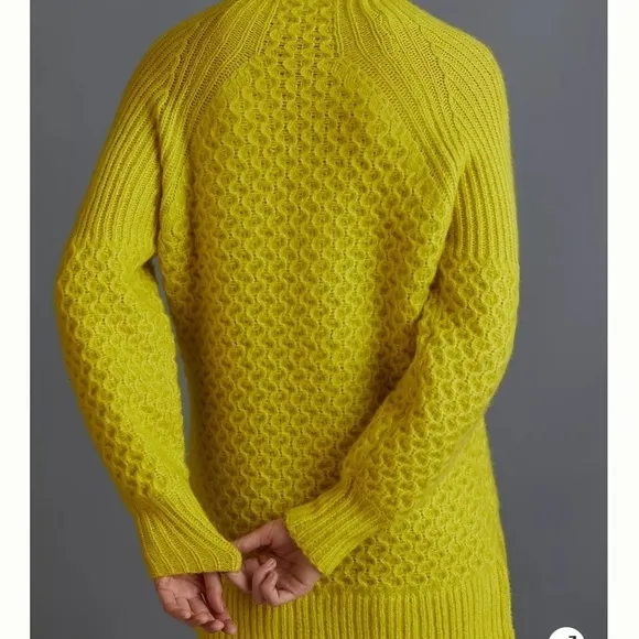 ANTHROPOLOGIE Bia Chunky Mock Neck Knit Sweater Olive Green, Size Medium