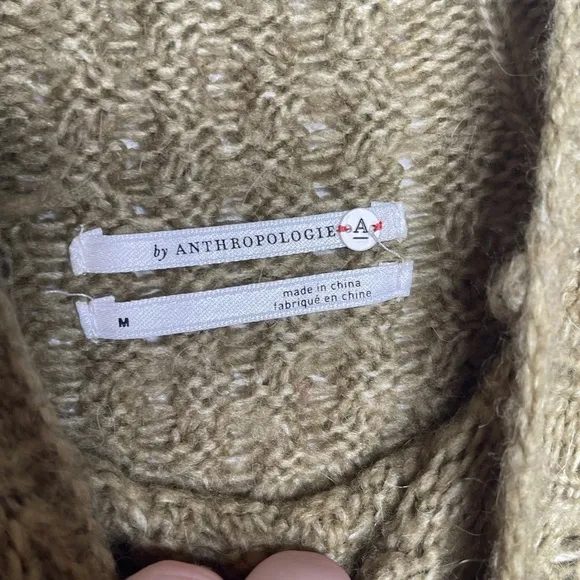 ANTHROPOLOGIE Bia Chunky Mock Neck Knit Sweater Olive Green, Size Medium
