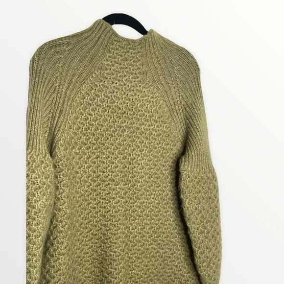 ANTHROPOLOGIE Bia Chunky Mock Neck Knit Sweater Olive Green, Size Medium