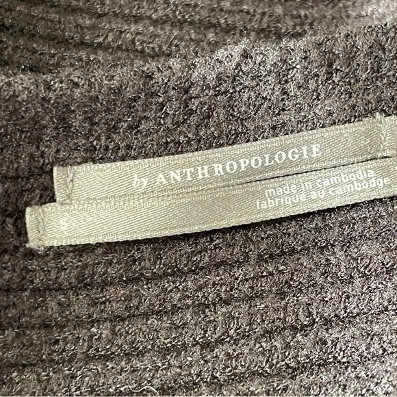 Anthropologie Black Ribbed Knit Sweater Size S Long Sleeve Boat Neck Classic