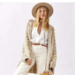Anthropologie Boho oversized long fringe sweater. One size