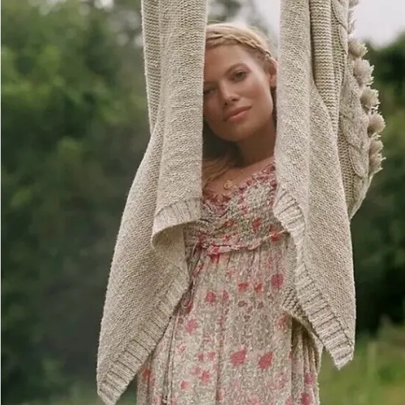 Anthropologie Boho oversized long fringe sweater. One size