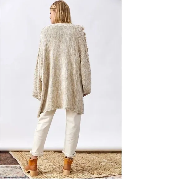 Anthropologie Boho oversized long fringe sweater. One size