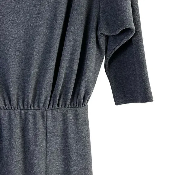 Anthropologie Knit Column Dress Boat Neck 3/4 Sleeves Charcoal Gray, Size XS