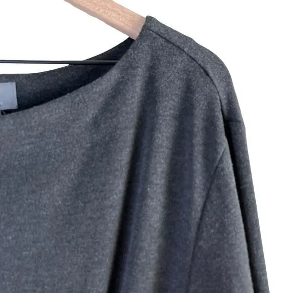 Anthropologie Knit Column Dress Boat Neck 3/4 Sleeves Charcoal Gray, Size XS