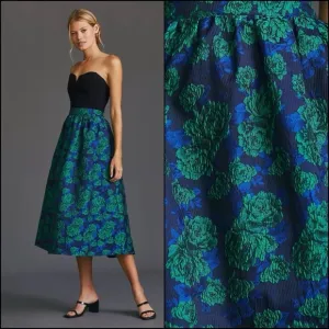 ANTHROPOLOGIE NWT Sunday in Brooklyn Floral Jacquard A-Line Midi Skirt Size S