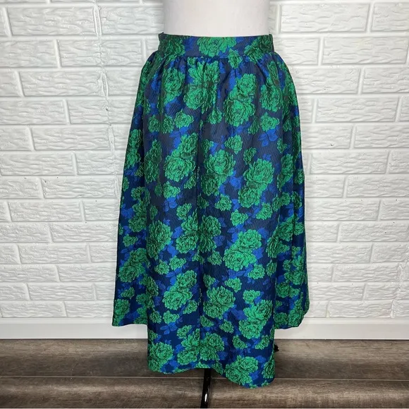 ANTHROPOLOGIE NWT Sunday in Brooklyn Floral Jacquard A-Line Midi Skirt Size S