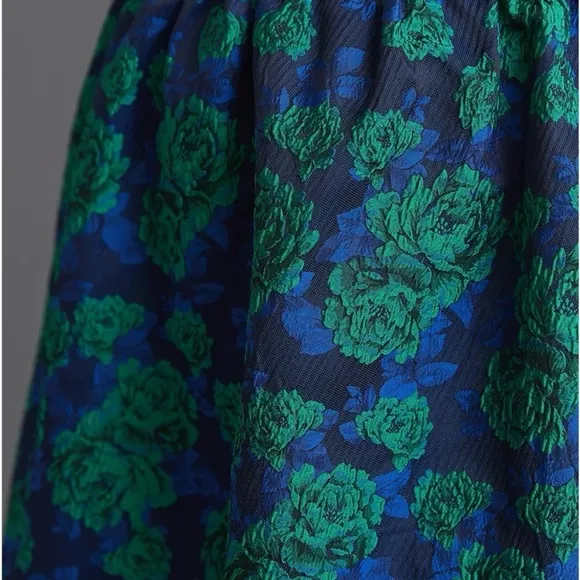 ANTHROPOLOGIE NWT Sunday in Brooklyn Floral Jacquard A-Line Midi Skirt Size S