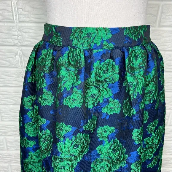 ANTHROPOLOGIE NWT Sunday in Brooklyn Floral Jacquard A-Line Midi Skirt Size S