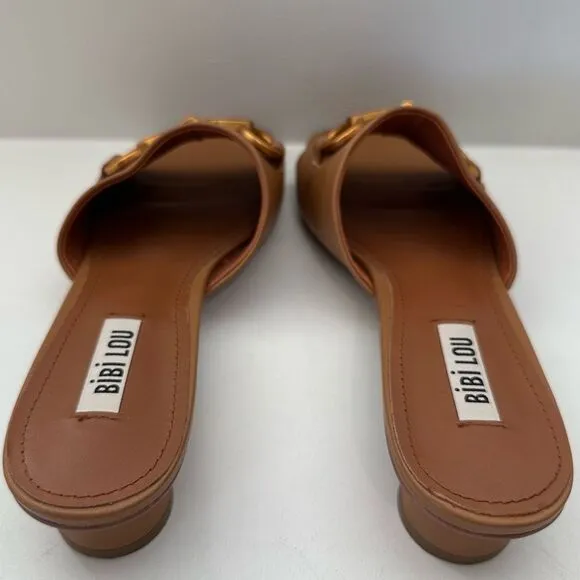 Anthropologie x Bibi Lou Hana Heels Slip On Honey Brown Open Toe US 8-8.5/EU 39