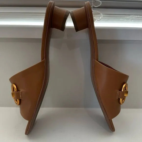 Anthropologie x Bibi Lou Hana Heels Slip On Honey Brown Open Toe US 8-8.5/EU 39