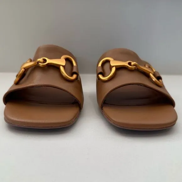 Anthropologie x Bibi Lou Hana Heels Slip On Honey Brown Open Toe US 8-8.5/EU 39