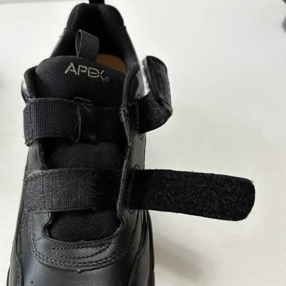 Apex Ambulator 11 Orthopedic Diabetic Leather Sneakers Double Strap Shoes Black