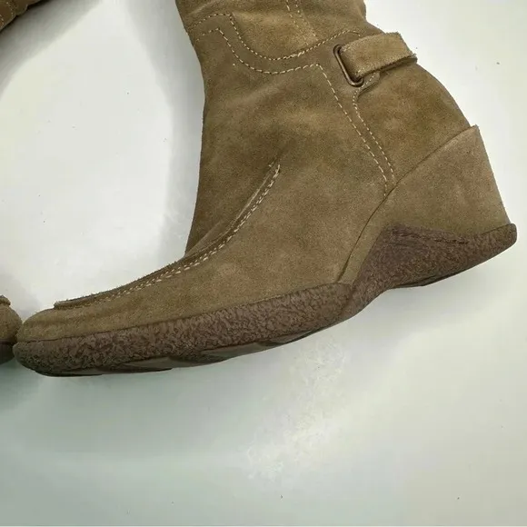 Aquatalia Suede Velcro Strap Knee High Boots Size 7