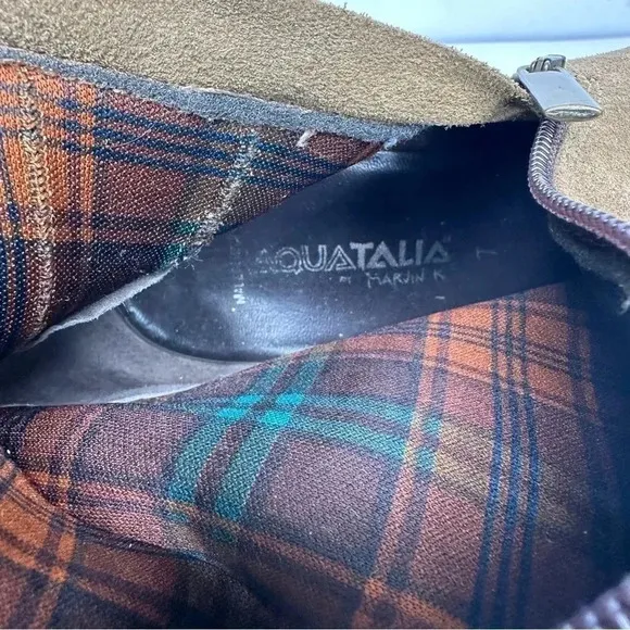 Aquatalia Suede Velcro Strap Knee High Boots Size 7