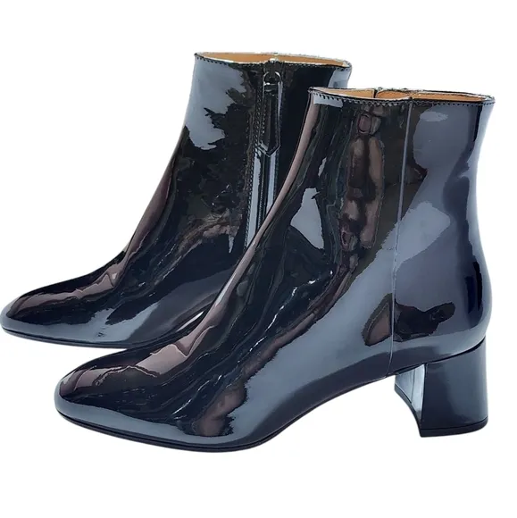Aquazzura Grenelle Black Patent Leather Ankle Boots Womens 36