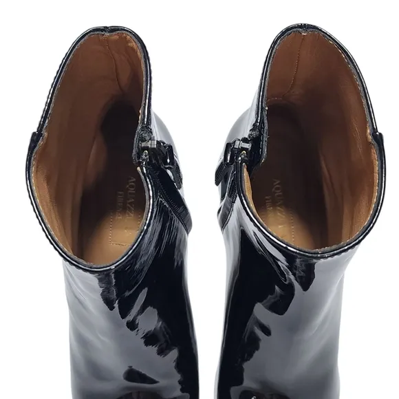 Aquazzura Grenelle Black Patent Leather Ankle Boots Womens 36