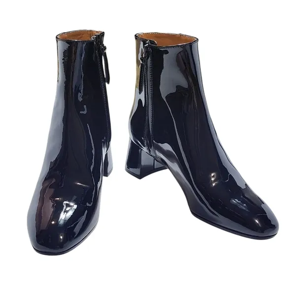 Aquazzura Grenelle Black Patent Leather Ankle Boots Womens 36