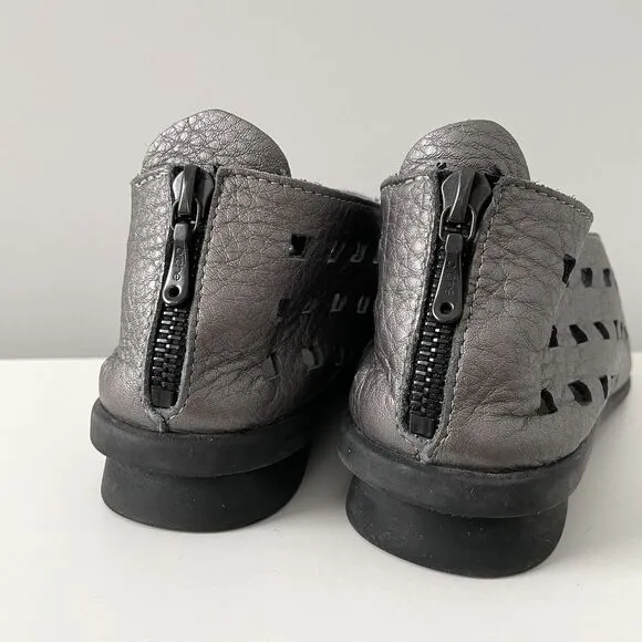 Arche Drick Slip On Metallic Silver Zip Heel Shoes Sandals Women's Sz 38 US 7