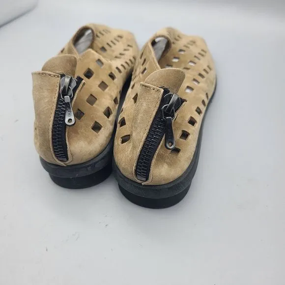 Arche Sandals Tan Drick Slip On Nubuck Leather Open Toe Women Sz 39 US 8 France