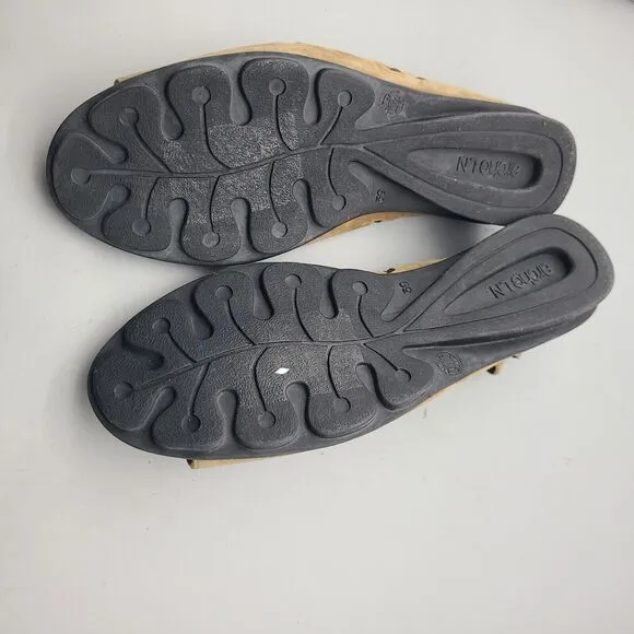 Arche Sandals Tan Drick Slip On Nubuck Leather Open Toe Women Sz 39 US 8 France