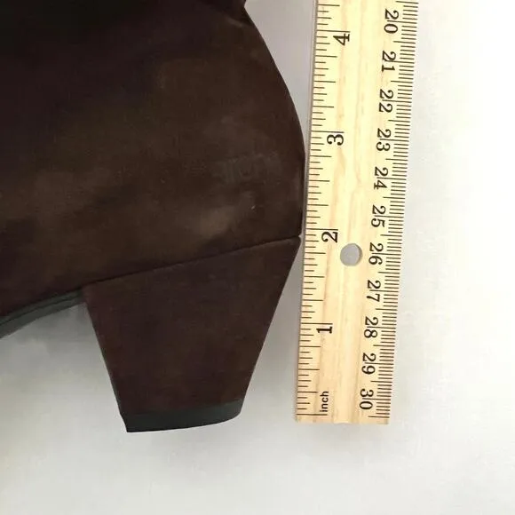 ARCHE Suede Ankle Boots Womens 6.5 Dark Brown Low Heel Comfort Cushioned Leather