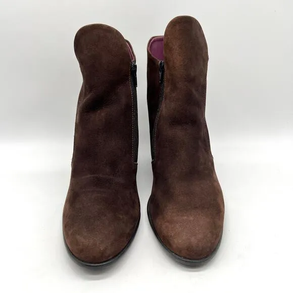 ARCHE Suede Ankle Boots Womens 6.5 Dark Brown Low Heel Comfort Cushioned Leather