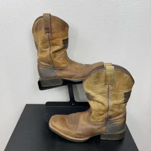 Ariat Boys 3 Brown Leather Square Toe Cowboy US Flag Patriot II Western Boots